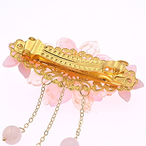 Clip de cabello con flores estilo chino hecho a mano miniatura 6