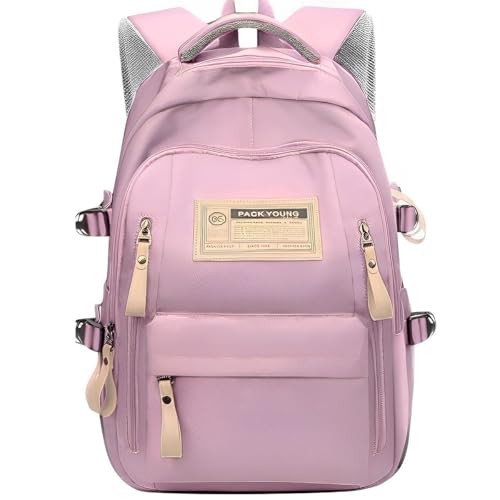 Mochila Espaçosa Casual Resistente Acolchoada Alça Viagem (0, Rosa Claro)