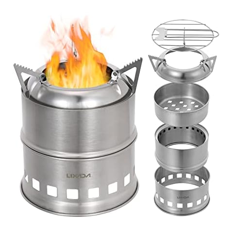 Lixada Campingkocher Holzofen Mini Holzvergaser Faltbar Tragbar Kompakt Hobo Kocher Cover