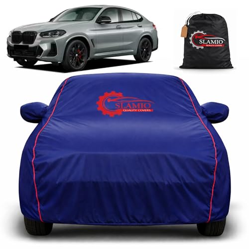 Image of Premium 100% Waterproof Car Cover for BMW X4 | All-Weather, UV & Dust Protection | Heavy-Duty 3-Layer Fabric | Custom Fit with Mirror & Antenna Pockets | Navy Blue