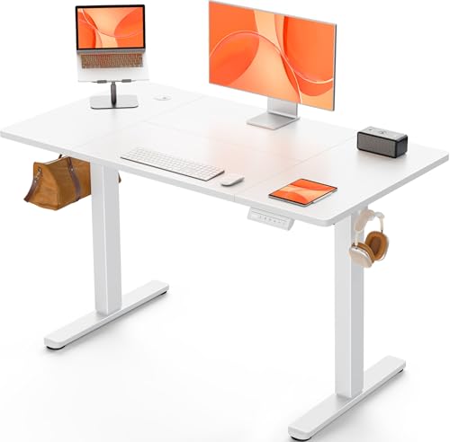 ErGear Escritorio Elevable Eléctrico, Mesa de Trabajo Ajustable en Altura, Mesa de Oficina en Casa con Tablero Ensamblado, 120 x 60 cm, Estilo Moderno, Ideal para Trabajo, Redacción y Juegos