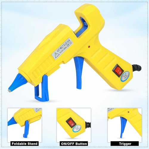Image of GLUN Glue Gun 30 Watt with 7mm 5 Pieces Glue Sticks 6 inch Transparent, ON /Off Switch Button, LED Indicator, Transparent Glue Sticks for Craft Specialist and DIY Works