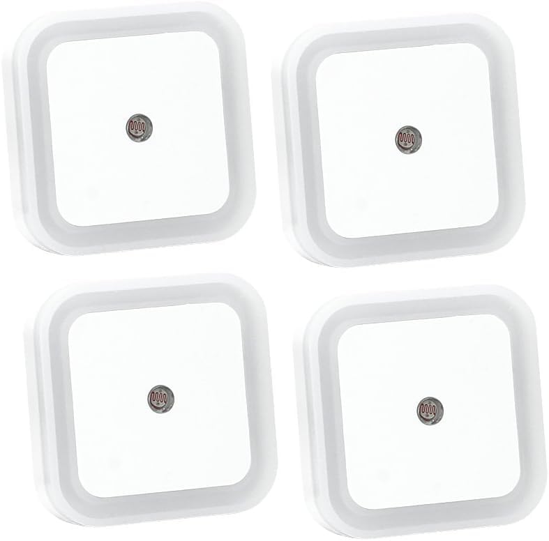 KYG Lámpara Nocturna con Sensor de Luz Activo Luz Quitamiedos para Niños y Bebes Luz LED de Noche con Enchufe de Pared de 0.5W Bajo Consumo ideal para Dormitorio Pasillo Baño Habitación de Bebé Cocina Garaje -Set de 4 Lámparas
