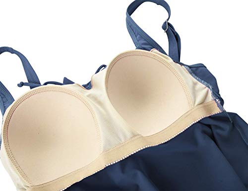 Septangle Womens Bathing Suit Tankini Two Piece Swimwear Plus Size Swim Set Tie Back Swim Top With Bottom, Us 18, Gray Blue #TOP4