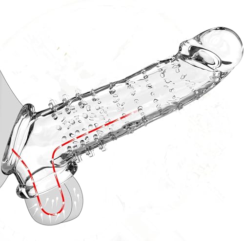 Transparent Threaded Condoms Male Adult Lock fine Crystal Sleeve 7.87in