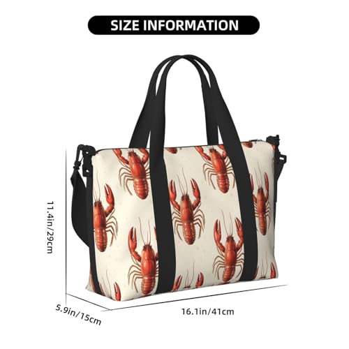 Laptop Tote Bag for Women Work - Realistic Lobster Print Weekender Overnight Bags for Women Travel, Gym Duffle Bag for Men, Personal Item Crossbody Travel Bags for Men Carry On2