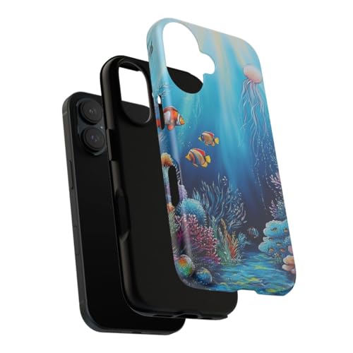 Coque iPhone 16 bleu récif de corail pour les vacances