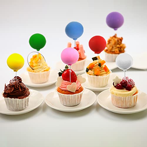 Juyun 14Pcs Colorful Balloon Cake Topper And 1Pcs Happy Birthday Banner Cake Topper Cupcake Toppers For Baby Shower Birthday Party Cake Decoration #TOP5