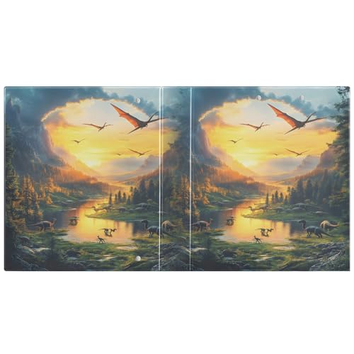 Image of 3 Ring Binder Dinosaurs Jurassic 1.5 inch Binders Three Ring Binders with Clipboard Fit 8.5'' x 11'' Paper 3 Interior PVC Clear Pockets for Office Supplies
