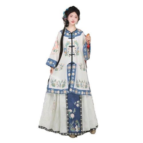 UNYQBFKM Vintage Qing Dynasty Hanfu Set Traditional Chinese Dress for Women's Cosplay, Stage, Photography,A,XLarge
