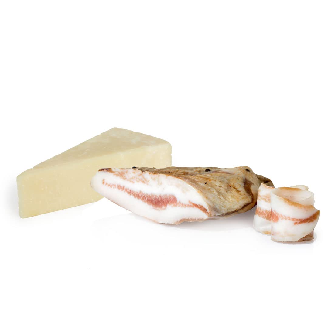 Mix Ahorro Tradición Romana Salumi Pasini® | Productos tradicionales italianos | Guanciale trancio sottovuoto 250g, Carrilera de cerdo 250g| Queso Pecorino Romano DOP 300g