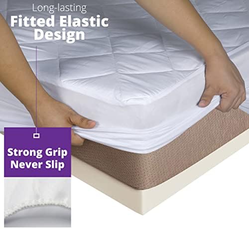 Asubie Quilted Microfibre King Size Mattress Protector Fitted Bed Cover Hotel Quality Mattress Protector King Size (150x200cm+40cm Deep Stretching UK Size)