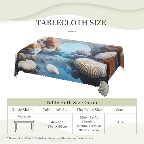 Nappe rectangulaire en tissu haut de gamme motif coquillages chic - 7