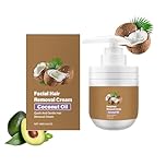 Crème dépilatoire pour le visage à l'huile de noix de coco, 100 g, formule naturelle, épilation douce, pour tous les types de peau