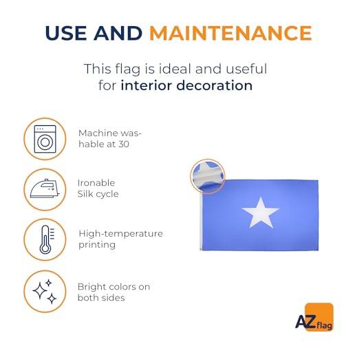 Image of AZ FLAG - Somalia Flag - 3x5 Ft - Light Polyester Somali Banner with Two Brass Eyelets - Fade Resistant - Vivid Colors - 3' x 5' Feet - 150x90 Cm