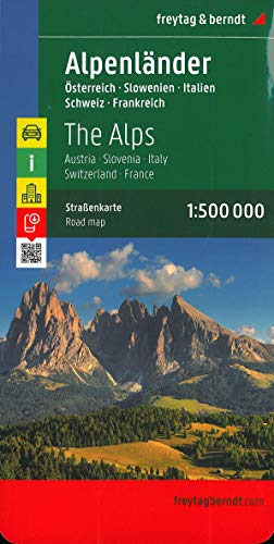 Alpenländer - Österreich - Slowenien - Italien - Schweiz - Frankreich, Autokarte 1:500.000 (freyta Alpenländer - Österreich - Slowenien - Italien - Schweiz - Frankreich, Autokarte 1:500.000 (freyta