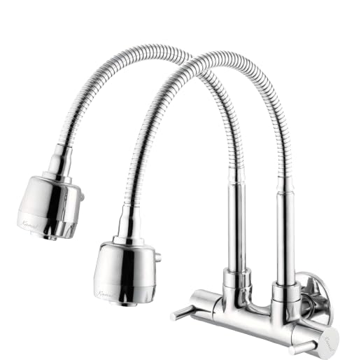 KAMAL Two Way Sink Faucet Tab - Terra | SS 304 Fully Flexible Dual Flow Spout 50cm Length | Single Cold Water Inlet & Two Control Water Outlet | Brass Body Bib Tap Faucet (Wall Mount Installation) (B0DFPKWJHP) Amazon Price History, Amazon Price Tracker