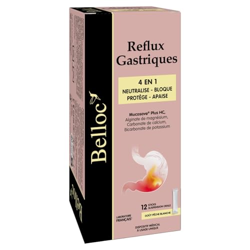 Belloc Reflux Gastriques - Sticks x12-4 en 1 - Neutralise Bloque Protège Apaise - dès 12 ans