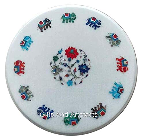 Table d'appoint en pierre multicolore haut de gamme 38 cm - 2
