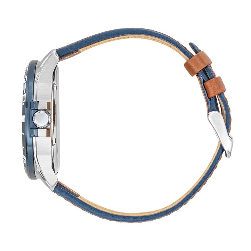 Montre Aviateur Patrouille de France - Athos 8 - Automatique Squelette - Cuir Marron et Bleu