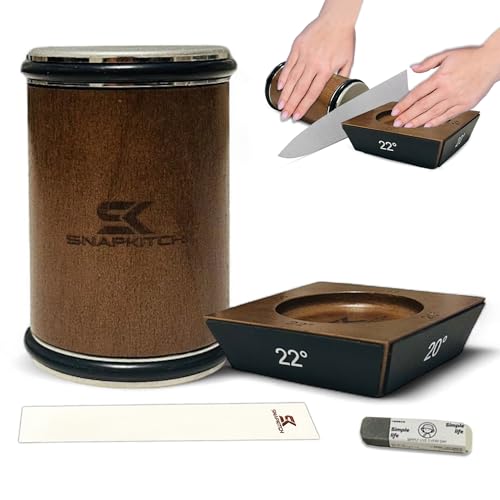 Preisvergleich Produktbild Rollmesserschärfer Messerschärf-Set mit Leder-Streichriemen für Stahl jeder Härte, 15, 17, 20 und 22 Grad, magnetischer Winkel, Rollmesserschärfer mit Ständer, Halter und Radiergummi