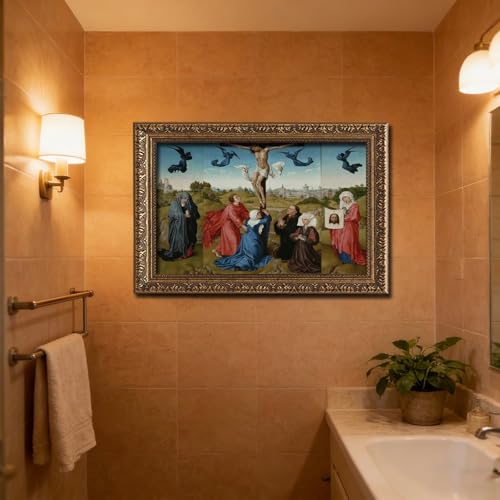 Impression triptyque Crucifixion toile décoration murale bureau 40x61cm