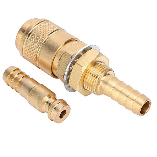 Tyenaza 8mm Pair of Water Cooled & Gas Adapter Quick Connector Fitting for MIG TIG Welder Torch (Yellow)