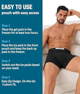 SUNCHIRI Vasectomy Underwear, Mens Boxer Briefs with 2 Custom Fit Ice Packs for Testicular Support & Scrotal Pain Relief, Underpants with Zip Pocket Design 2 Pack (2x Black, L)