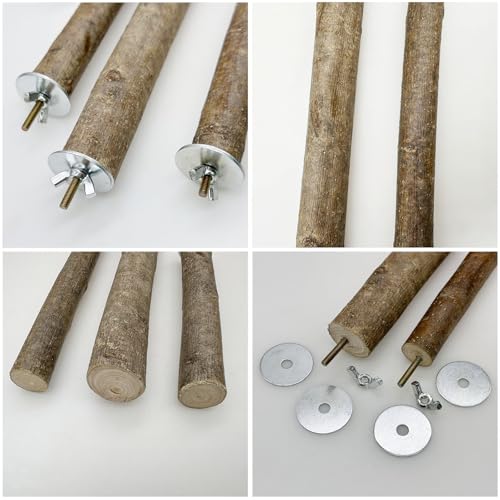 Image of Woohome 5 PCS Perch Bird Stand Toy Natural Wood Platform Natural Wood Bird Perch Stand for Small Birds Cockatiels Lovebirds Budgie Parrot