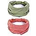 GiLi 2 Pack Wide Headbands for Women Boho African Knotted Non Slip Fashion Hair Bands Yoga Running Sports Workout Gym Head Wraps Elastic Soft Cotton Cloth Turbans Bandana for Girls(Green, Pink)