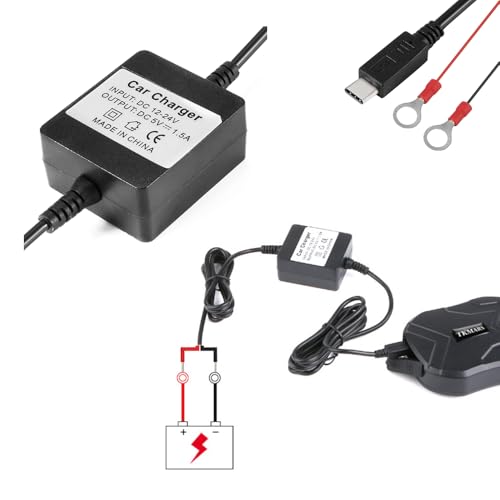 TKMARS GPS Tracker Chargeur Batterie Auto Adaptateur de Chargeur de Voiture Entrée 12-24 V Sortie 5V 1.5A Câble de Charge Accessoire Traceur GPS...