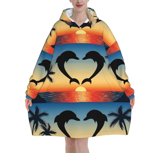 Sweat à capuche couverture flanelle dauphin anti-froid poche et manches