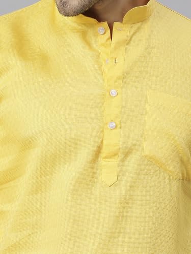 Image of Rajubhai Hargovindas Men's Pure Cotton Woven Design Half Sleeve Kurta