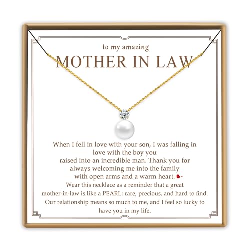 PEALICIOUS Mother in Law Necklace as Mothers Day Gift, White Pearl Necklace Mother in Law Wedding...