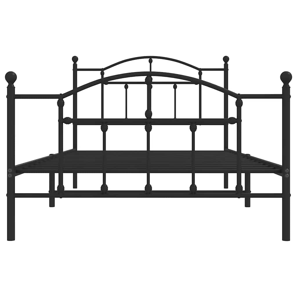 vidaXL Bettgestell, Bettrahmen mit Kopfteil Fußteil, Metallbett Bett mit Lattenrost, Einzelbett Gästebett Schlafzimmer, Metall Schwarz 100x200cm