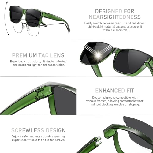 Image of GEGURI Polarized Sunglasses Fit Over Glasses for Men Women, Oversized Square Sun Glasses UV400 Protection Shades