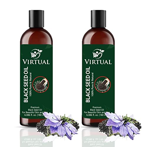 Image of VIRTUAL 100% Pure Black Seed Oil For Hair Growth, Skin Care, Cold Pressed Natural Kalonji /Nigella Sativa Oil (180ml)