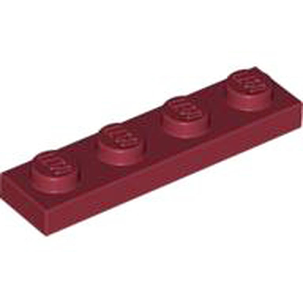 LEGO Plate 1x4, Building Brick Part 3710, Part 3710, Choose Your Colour (Dark Red, 10, Bricks)