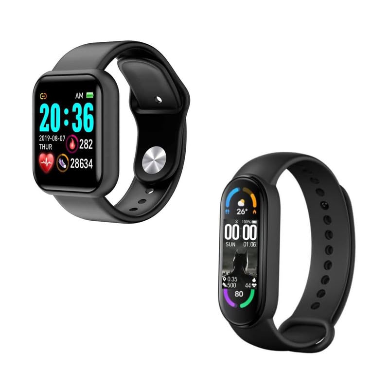 Techking Combo C1068 - D116 Bluetooth Smart Fitness Band Watch with Heart Rate Activity Tracker & Smart M6 Fitband with Heart Rate Monitor Sensor, Bluetooth Wristband
