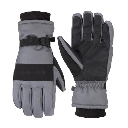Carhartt Men's WP Waterproof Insulated Glove, Dark Grey/Black, Large