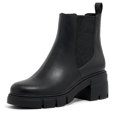 vodvob Women's Chelsea Boots Elastic Fashion Platform Ankle Booties Chunky Block Heel Boots Cover