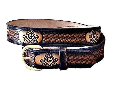 MASON MASONIC FREEMASON HANDMADE LEATHER BELT 1 1/4