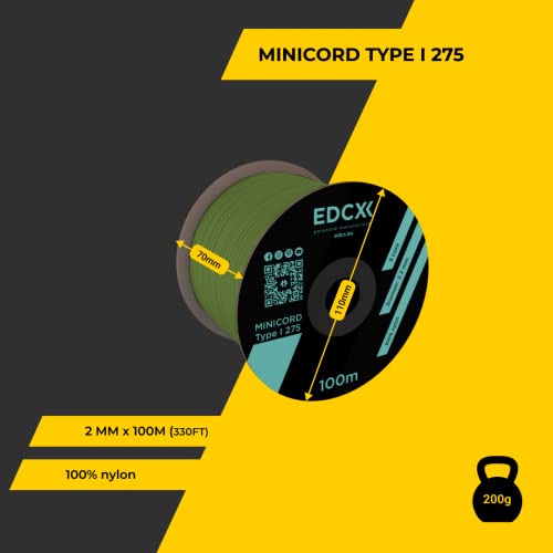 EdcX 2 mm Nylon Paracord 275 (15, 30, 50 and 100 m)- 100% Nylon rope, 3-Strand cord, Nylon cord 2 mm in Many Colours (Moss, 100 m) - Image 2