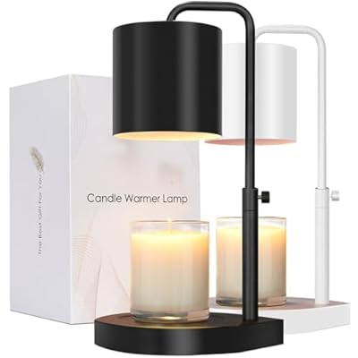 zukakii Candle Warmer Lamp Adjustable Height Dimmable with Timer Large Jar Candles Compatible - No Flame Scented Wax Warmer with 2 Bulbs - Mothers Day Gift - Black