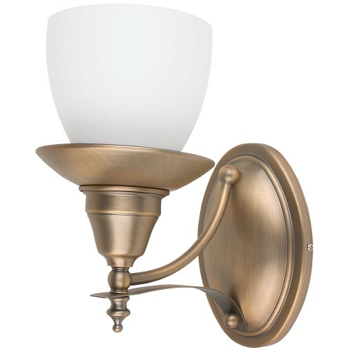 Globe Merlot OneLight Upward Wall Sconce, Antique Brass with Opal