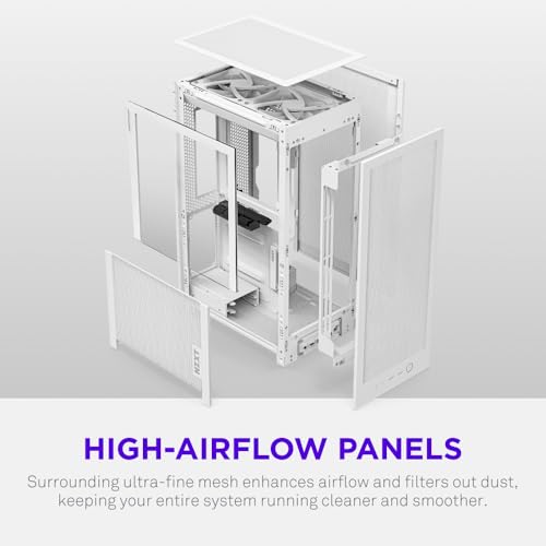 Image of NZXT H2 Flow - Mini-ITX 20.7L Airflow PC Case - White | Compact 20.7L Mini-ITX case with 2 included 120mm top fans and PCIe 5.0 riser. Small-form-factor airflow done right.