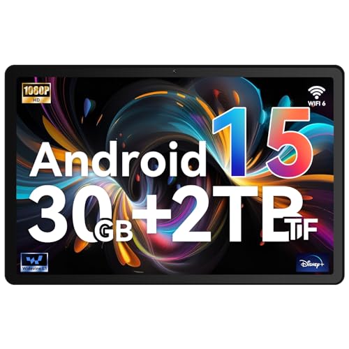 Whitedeer Tablet, Android 15 Tablet 10 Pollici Octa-Core,30GB RAM + 128GB ROM Espandibile 2TB, Split-Screen,WiFi 6, Bluetooth 5.4,Widevine L1, Doppia Fotocamera 5MP+8MP, Batteria 6200mAh, OTG, Nero
