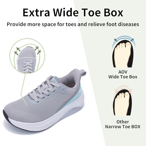 Image of Wide Toe Box Shoes Women Arch Support Walking Shoes for Plantar Fasciitis Wide Width Orthotic Tennis Sneakers