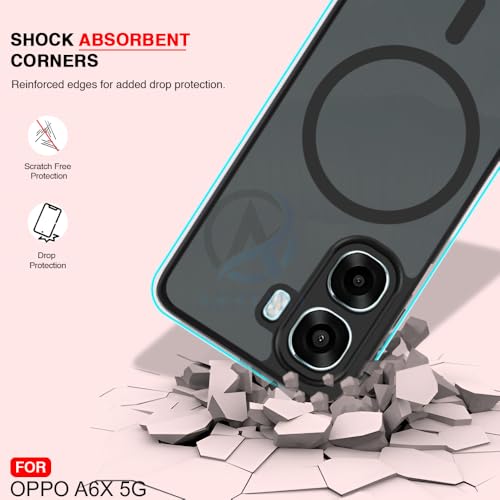 Image of AESTMO Oppo A6S 5G / Oppo K14X 5G / Oppo A6X 5G Back Cover | 360 Protection | Matte Frosted Hard Back Translucent | Compatible with MagSafe Accessories (MagSafe Matte Hard Black Bumber)