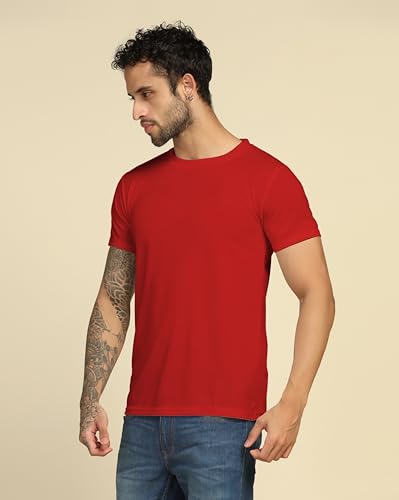 Image of VastraVibes Cotton Regular Fit T-Shirt Round Neck Casual Mens Plain Tshirt